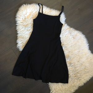 Ribbed Straight Square Neck Skater Dress
